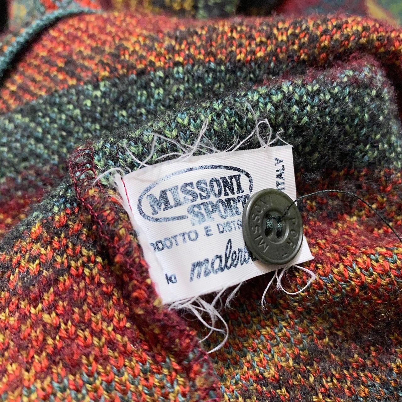 vintage MISSONI SPORT zig-zag pattern knit sweater with collar 
