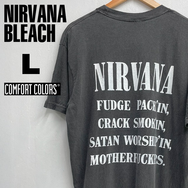 【SALE】【L】NIRVANA ニルヴァーナ 「BLEACH」 バンド Tシャツ 【Comfort Colors】 KURT COBAIN　カートコバーン　90年代　オルタナティブ　グランジ　ロックTシャツ　バンドTシャツ 1717-nrvn-bleachFUDGEXL