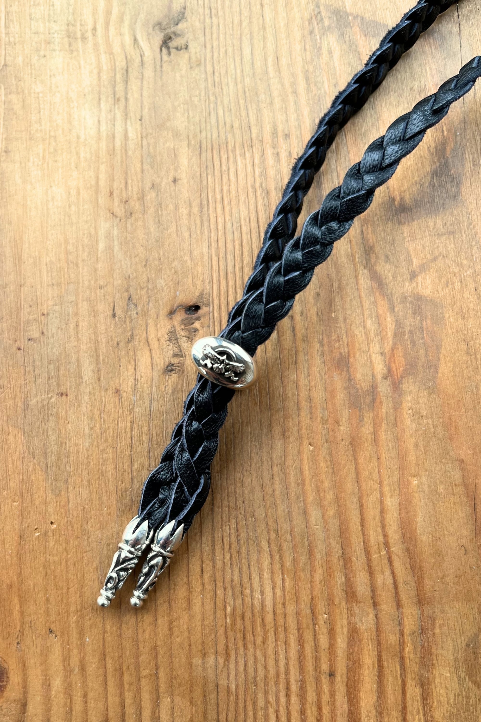 925 ラージ ボロチップ レザー ネックレス カスタム パーツ レザー