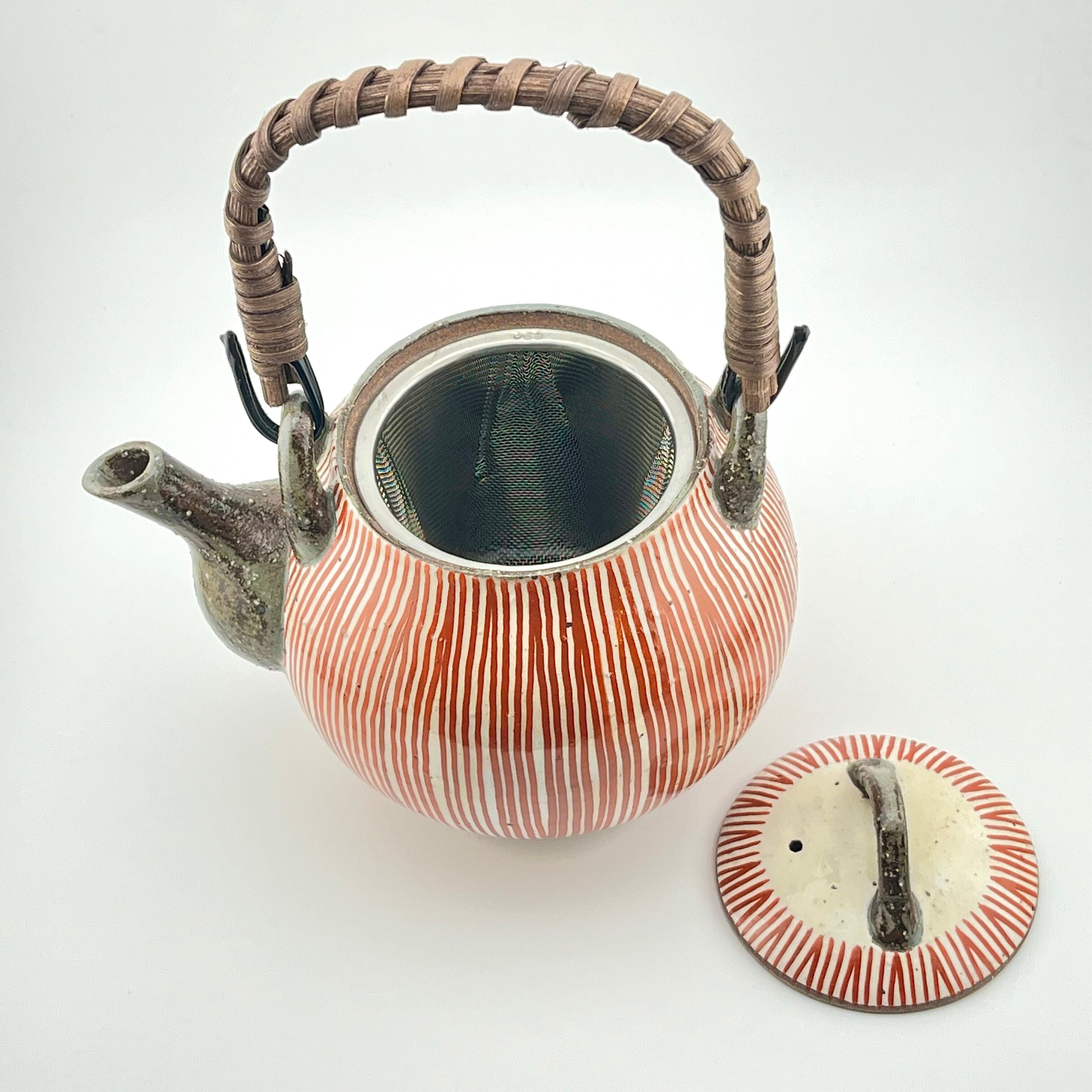 【波佐見焼】【利左エ門窯】【京千筋土瓶】　赤