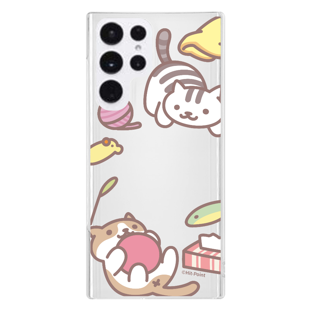 【Galaxy S22 Ultra】【ねこあつめ(ボールあそび)】スマホケース クリアタイプ
