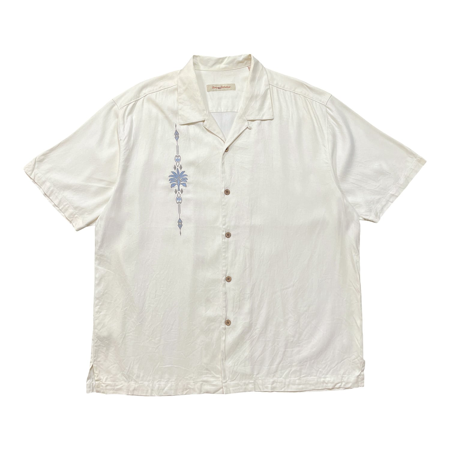 トミーバハマ ｜シルク オープンカラーシャツ 刺繍 木製釦 アロハ 開襟 XXL USA 古着 Tommy Bahama トミーバハマ シルク 開襟 アロハシャツ
