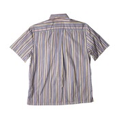 Paul Stuart ポールスチュアート マルチストライプ カラフル スキッパー 半袖シャツ M/ブルー イエロー 系