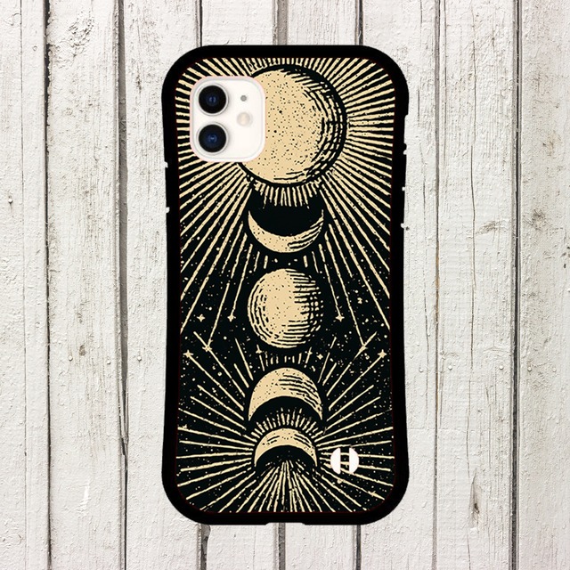 受注生産 iPhoneケース 月相サークルの黒背景星図｜星図風 STAR010B