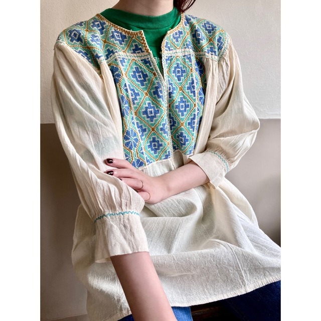 Mexican Cross Stitch Embroidered Blouse