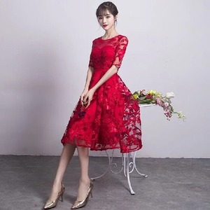 ★送料無料★M(9号)☆リボン刺繍のフィッシュテールドレス(OPN2613）