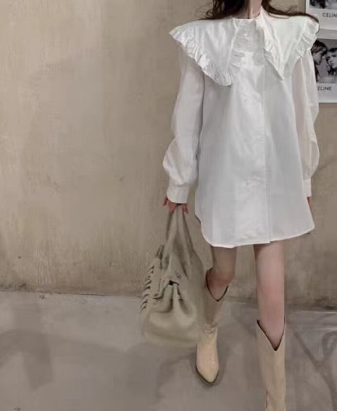 ダブルブレスト　フリルカラーブラウス　AJ1079-6022