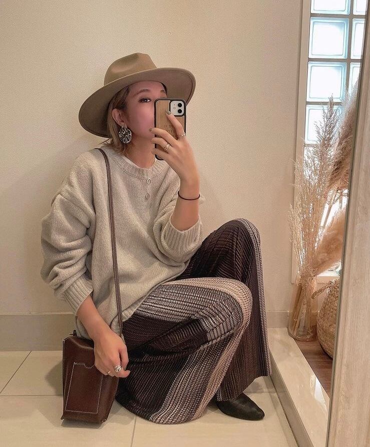 グラデーションプリーツパンツ