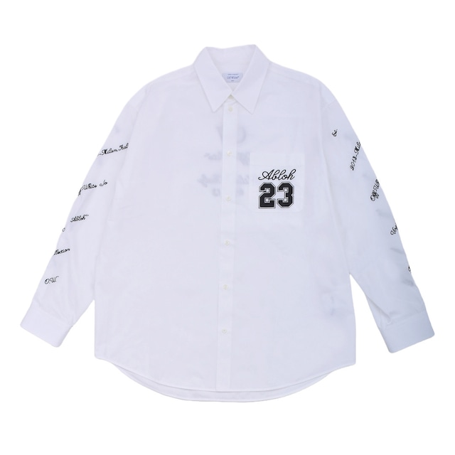 【OFF-WHITE】23 LOGO HEAVYCOT OVERSHIRT(WHITE/BLACK)