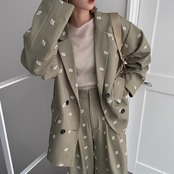 ミニフラワー刺繍オーバーJK/ピスタチオ