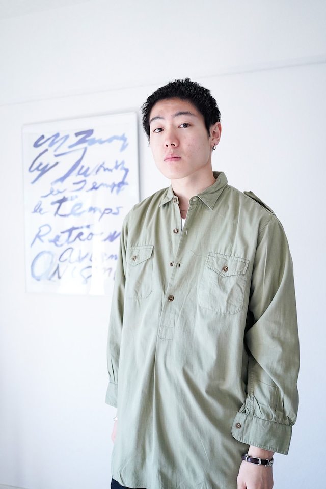 【1950s】"Avia Record" RAF Pattern Cotton Pull-over Shirts / 876y