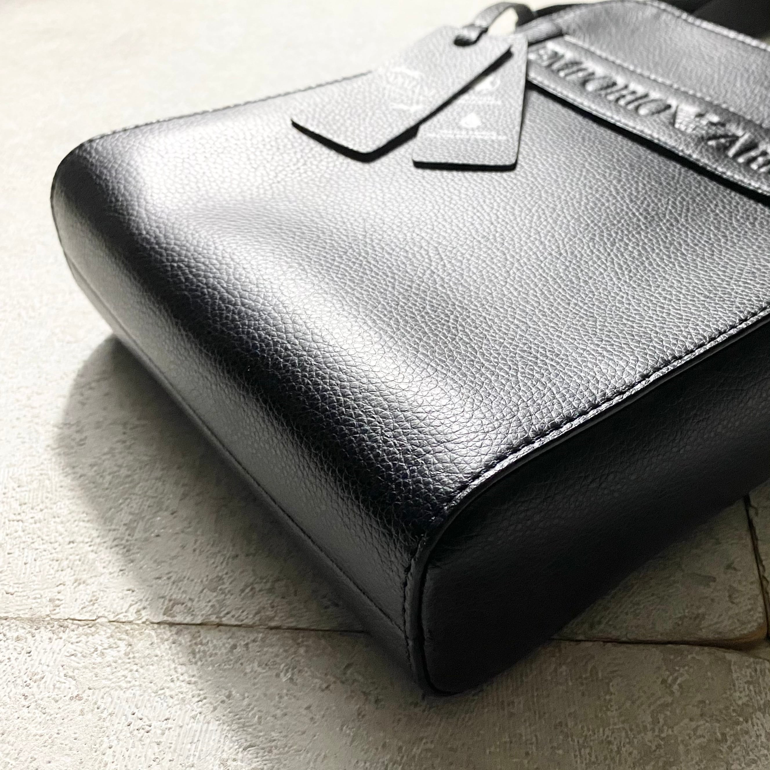 EMPORIO ARMANI “sustainability project” black leather square 
