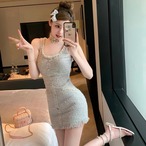 Diamond Chain Waist Strap Dress