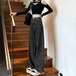 デニムワイドパンツ 秋新作 ワイドパンツ ジーパン 垂下感 簡単な カジュアル 韓国ファッション 百掛け やせて見える14
