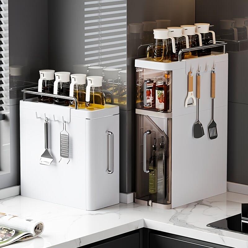 クリームホワイト ステンレス製調理器具ホルダー、メタルアクセント