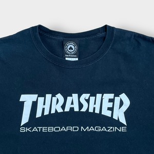 【THRASHER】プリント ロゴ ロンT ロングTシャツ 長袖Tシャツ L スラッシャー スケボー ボード ストリート 黒 US古着