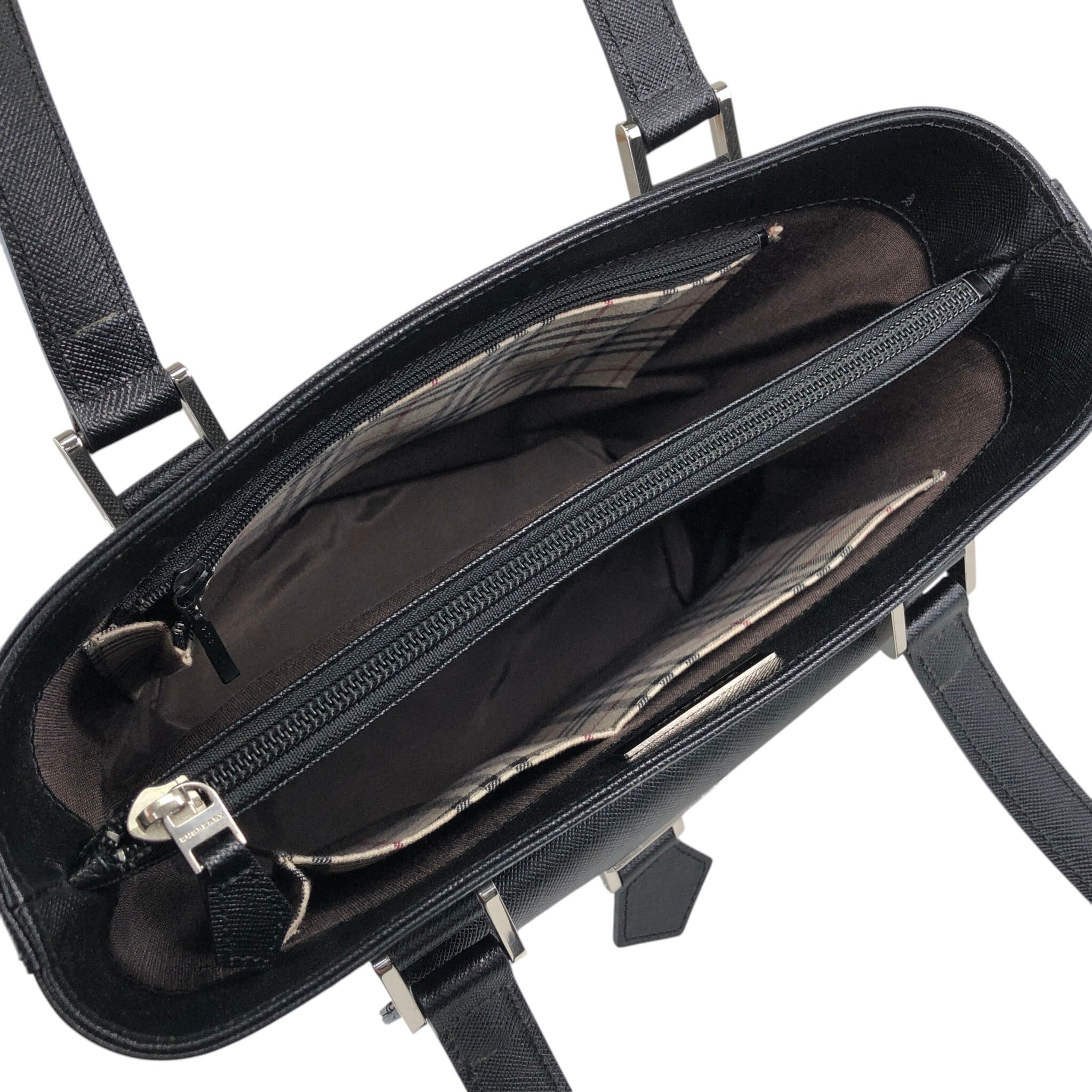 BURBERRY バーバリー トートバッグ ブラック ロゴ レザー 型押し