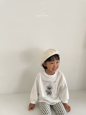 【Lovin'】フーディーパピーT アイボリー 80〜130cm