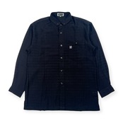 PAGELO パジェロ チェック風 デザイン BD ボタンダウン 長袖シャツ L/ブラック メンズ