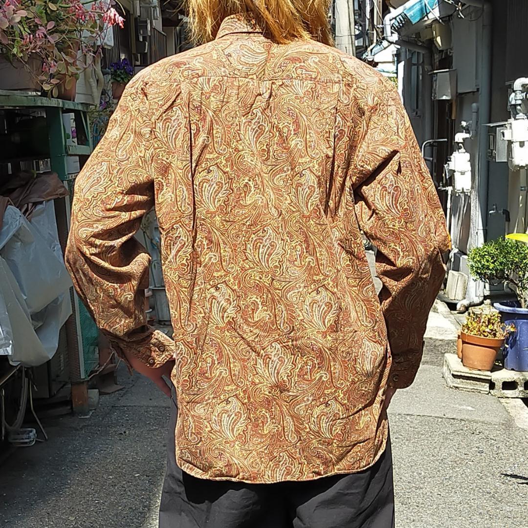 The Browns 総柄 長袖シャツ 柄シャツ ペイズリー柄 ブラウン M