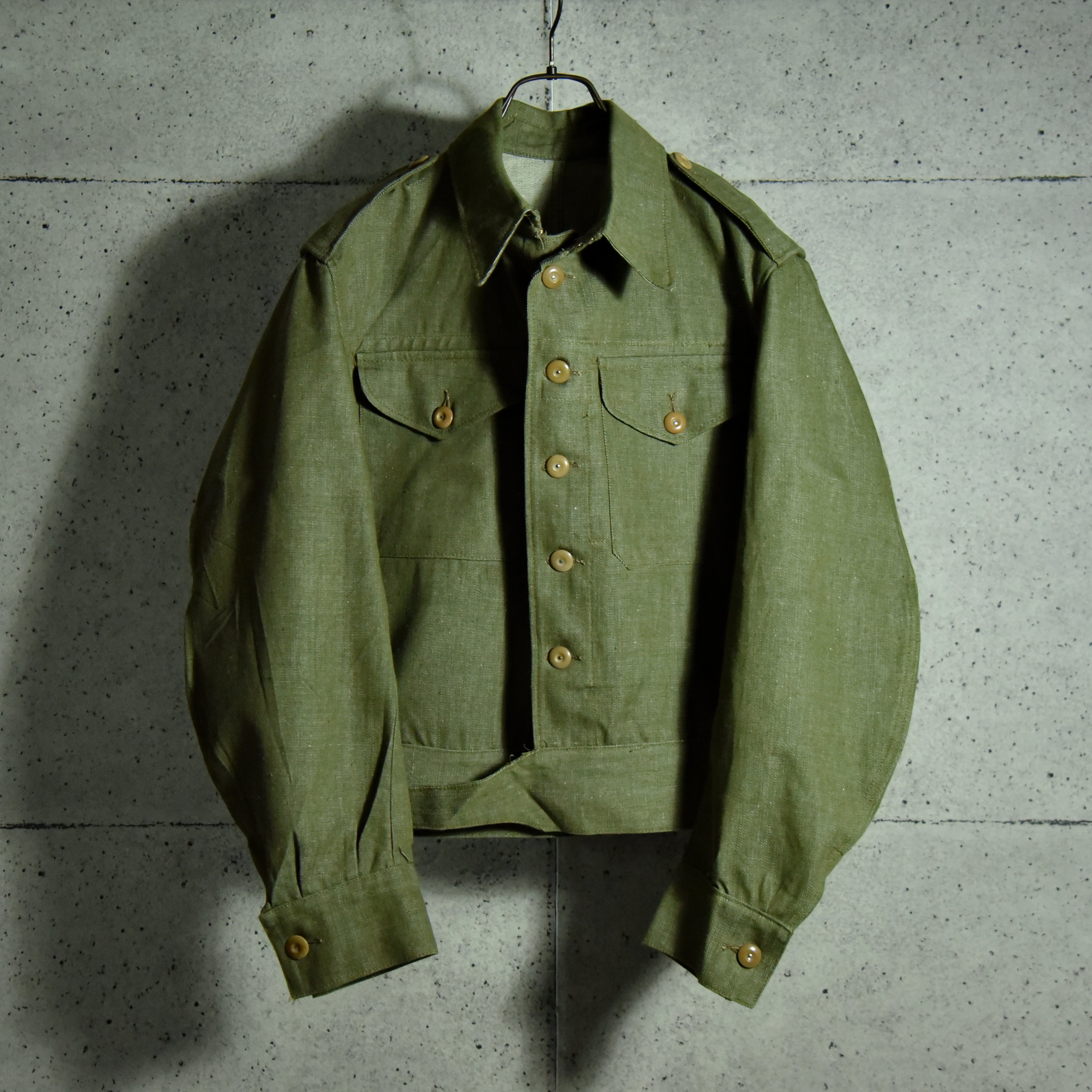 DEAD STOCK】50s British Army Green Denim Battle Dress Jacket