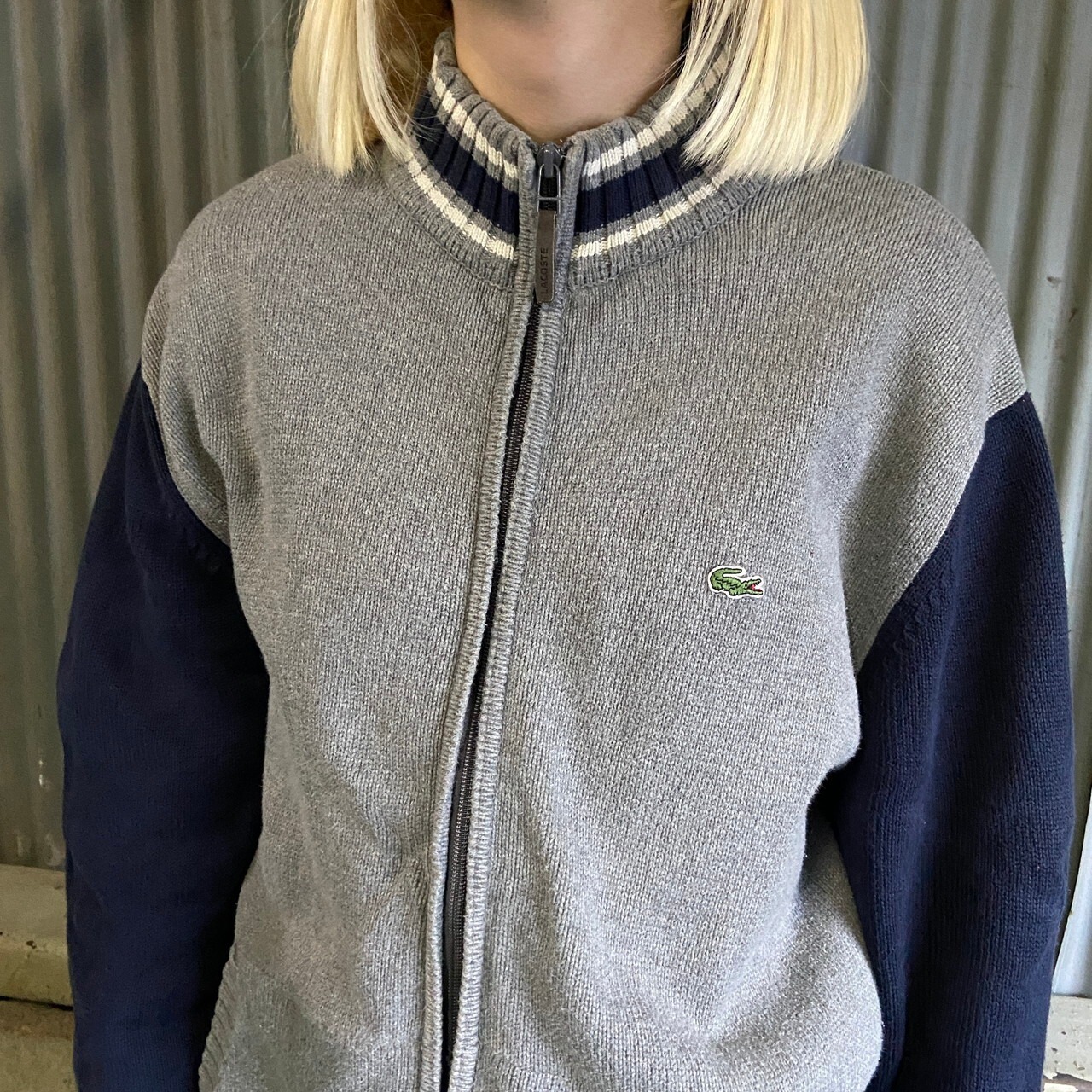 LACOSTE ラコステ コットンニット ジャケット メンズL相当 古着 