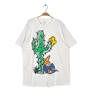 90s イラスト サボテン カクタス メキシカンハット 地図 コロンビア製 ヴィンテージ Tシャツ ホワイト シングルステッチ サイズXL相当 BZ0692