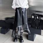 faux leather asymmetry skirt / l0857