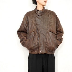 USA VINTAGE artecho MIRAGE HIGH NECK DESIGN LEATHER ZIP UP BLOUSON/アメリカ古着ハイネックデザインレザージップアップブルゾン