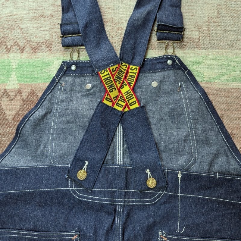 40s～ STRONG HOLD Low-Back Denim Overalls (W40) DEAD-STOCK