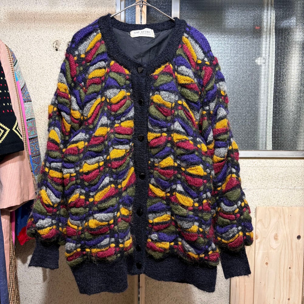 80～90s GAY ATTIRE カラフルニット 立体編み アートデザイン 3D
