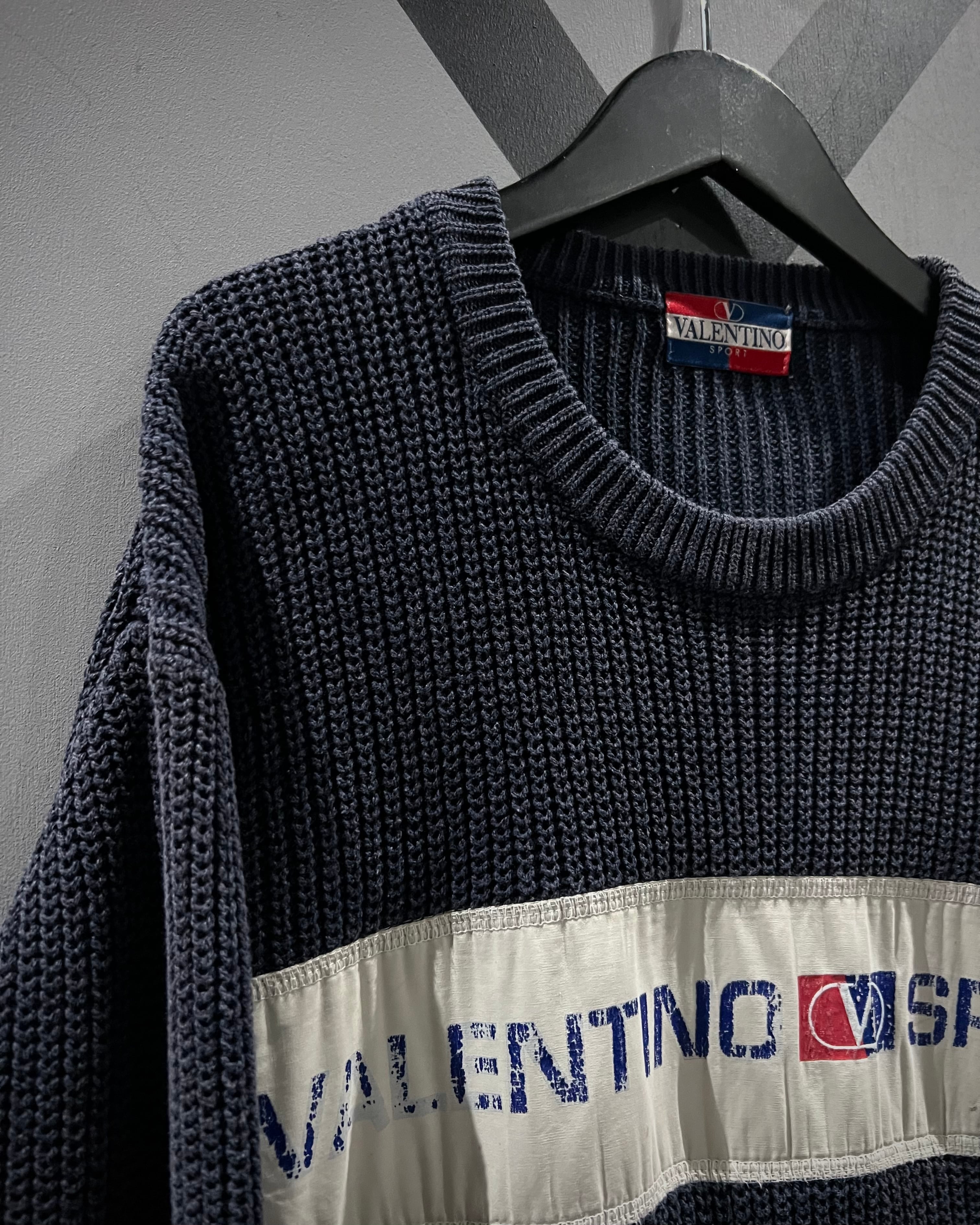 X VINTAGE】90's “VALENTINO SPORT” Switching Pullover Knit | Caka
