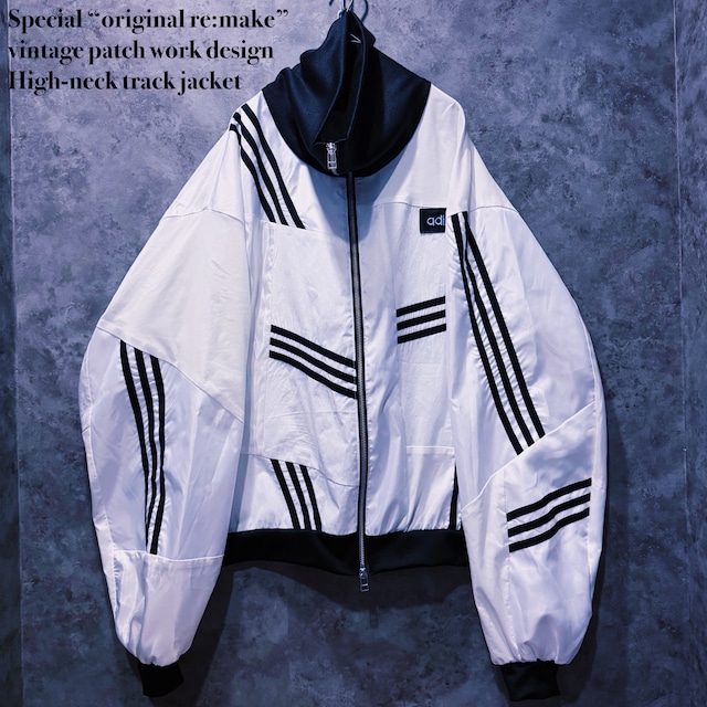 【doppio】Special “original re:make” vintage patch work design High-neck track jacket