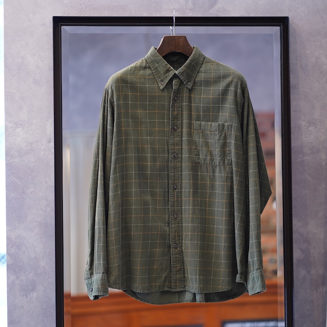 Eddie Bauer "シャツ" -OLIVE CHECK- (USED)