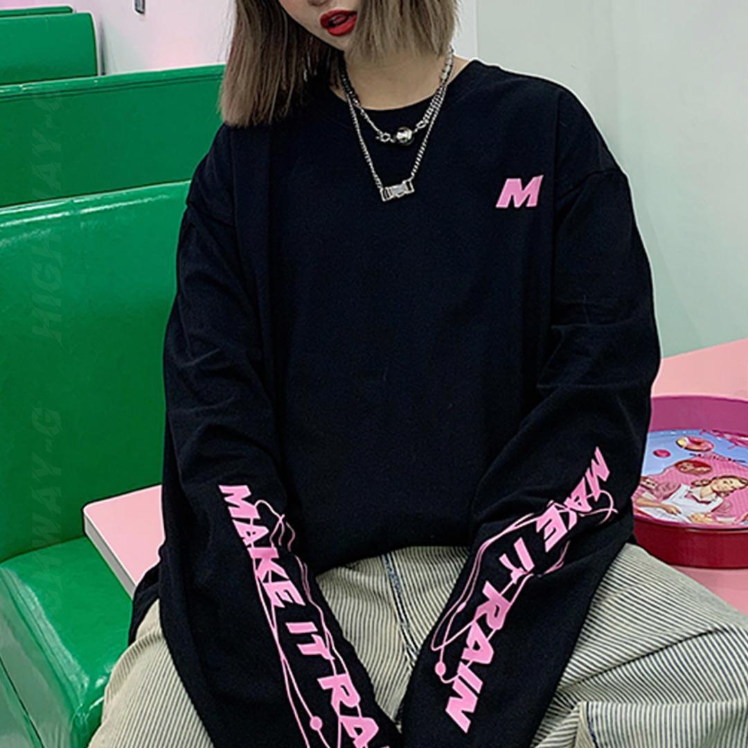 MAKE IT RAINスリーブロゴTシャツ(全2色) / HWG1212