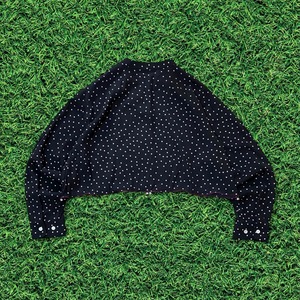 【リメイク古着】再構築チビ丈メローフリルパール水玉ブラウス