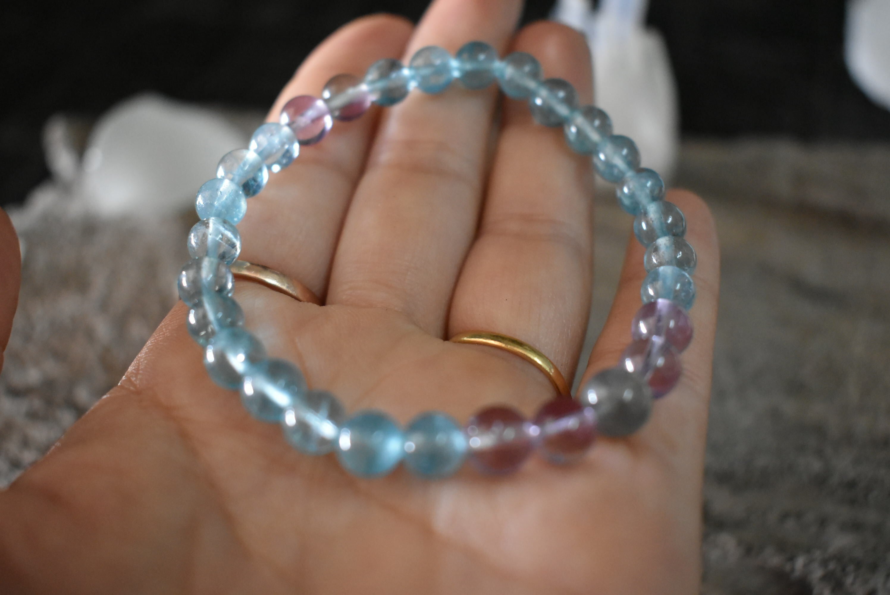 高品質☆アクアマリンとアメジストMIXブレスレット aqb001 | Funky