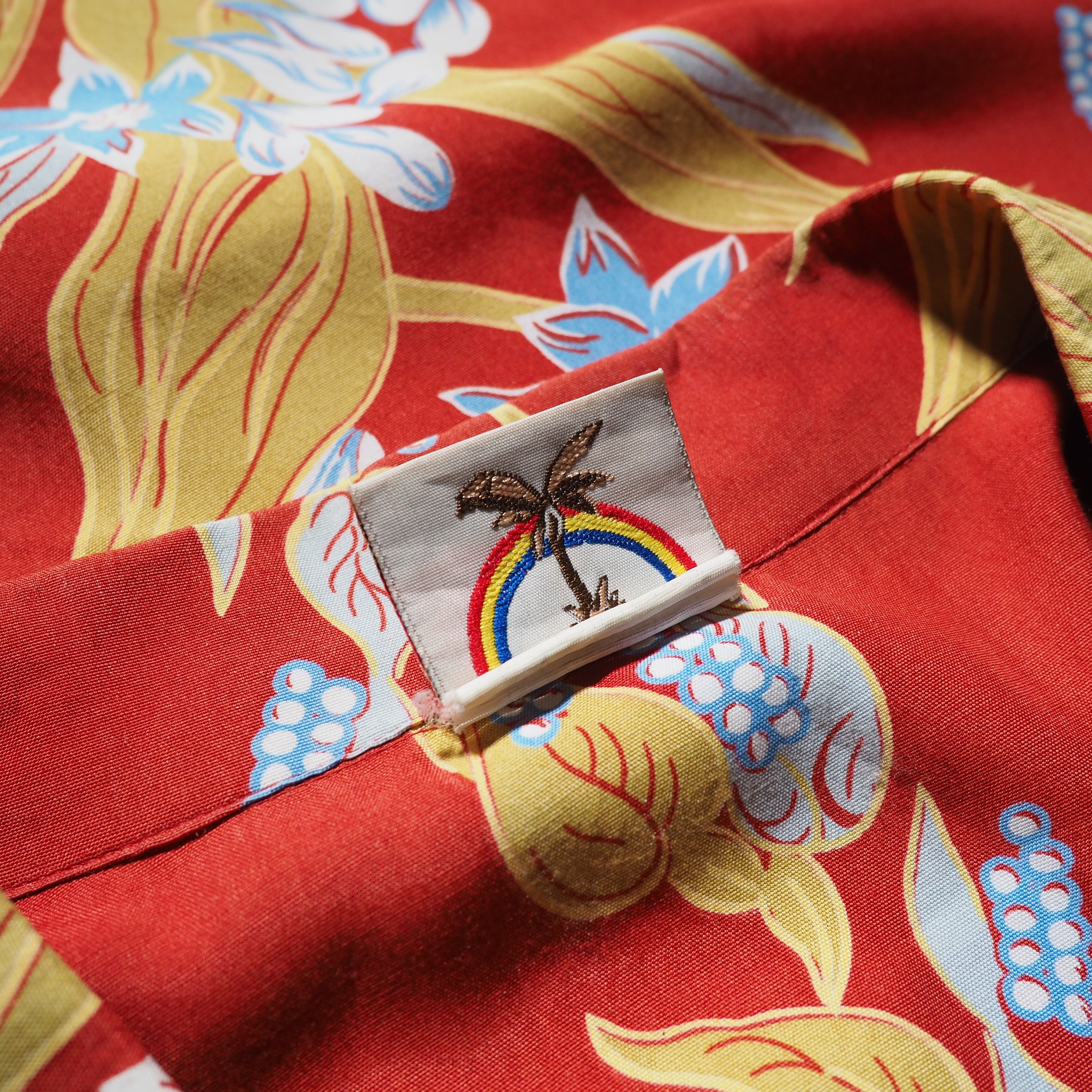 1990s Tropical flower printed vintage open collar SS shirt