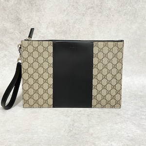 GUCCI グッチ 495017 GGスプリーム クラッチバッグ ベージュ ブラック 4597