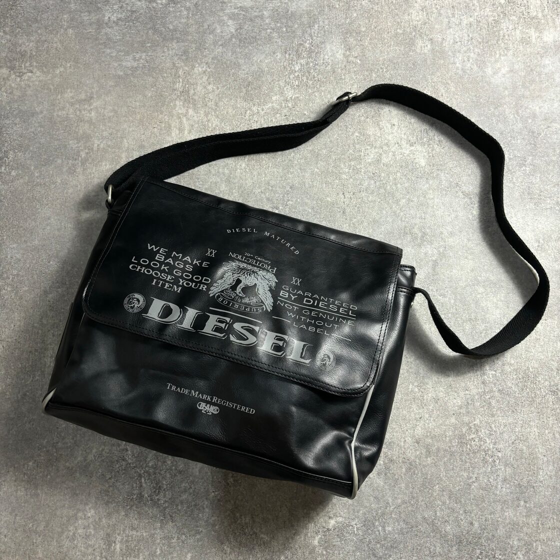 希少 DIESEL ヴィンテージ加工 レザー ボストンバッグ Y2K アーカイブ 