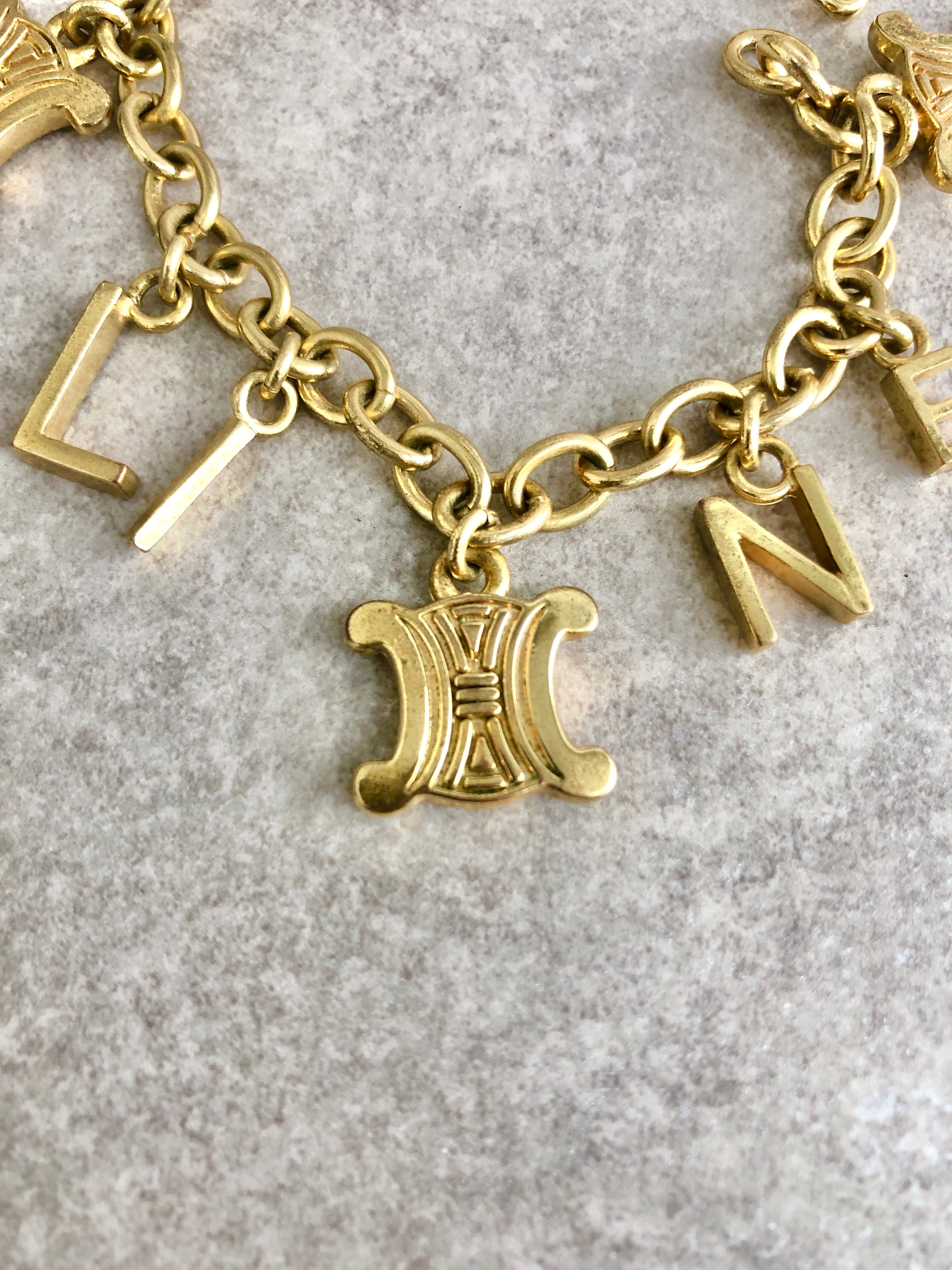 CELINE セリーヌ ブレスレット ゴールド ブラゾン イニシャル vintage