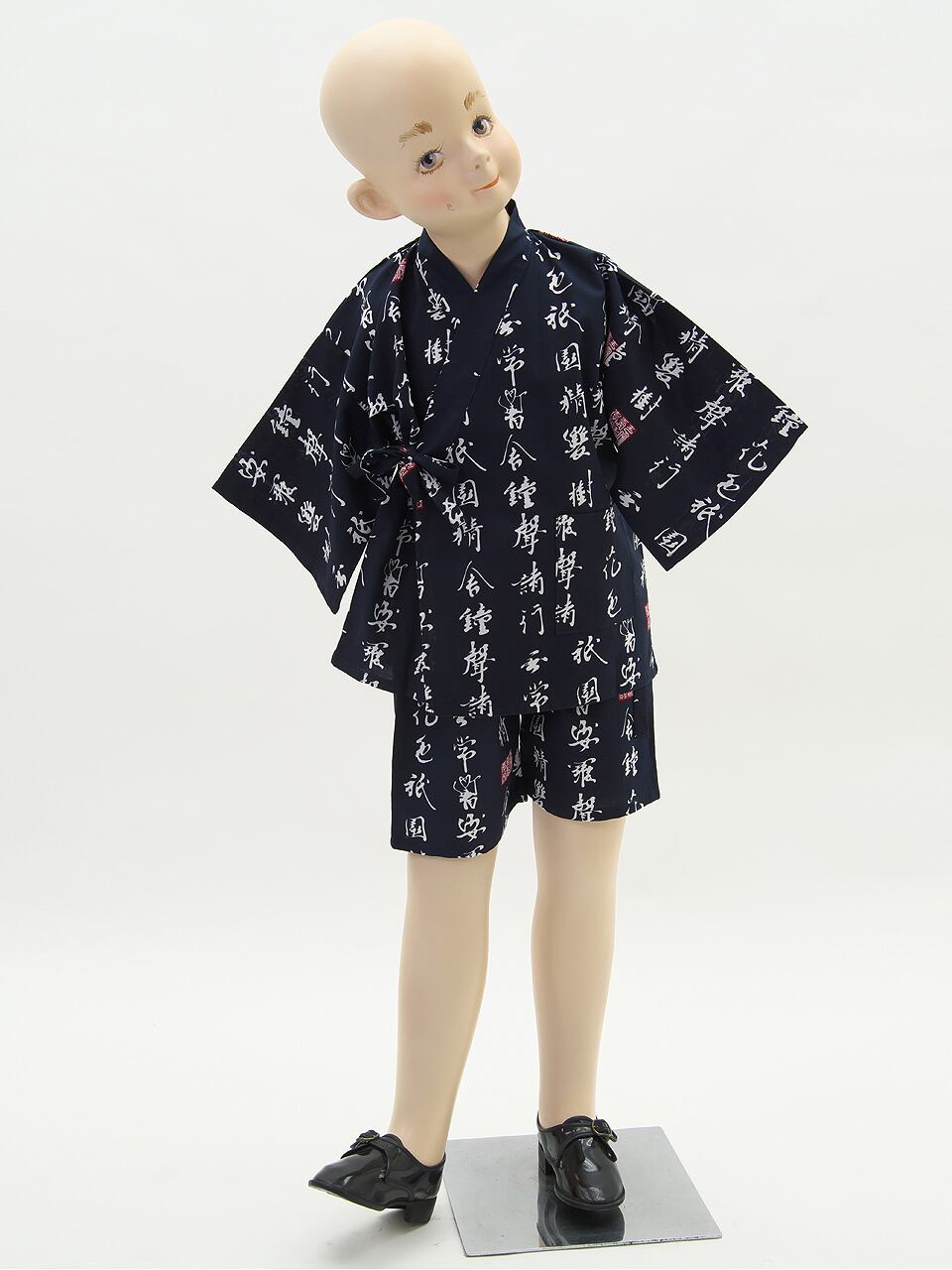 ☆ソフトな着心地☆キッズ 和柄《平家物語》浴衣甚平【KID'S "SAMURAI STORY" JACKET & SHORTS ("JINBEI")】SIZE: SS ~ M(90~110cm)上下 セットアップ KIDS 綿100% 和風 和服 パジャマ 部屋着 人気 春夏 おうち時間 おうちコーデ お出かけ 夏休み ギフト 親子ペア 親子コーデ お揃い