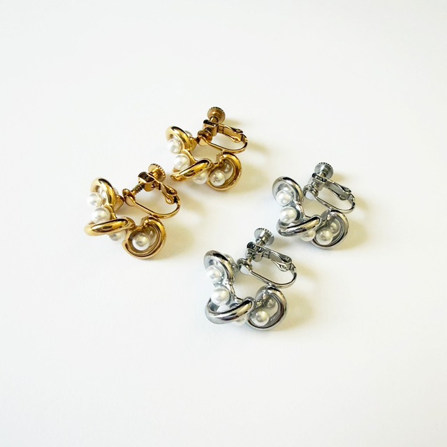 ステンレスフェイクパールワンタッチピアス/イヤリング
