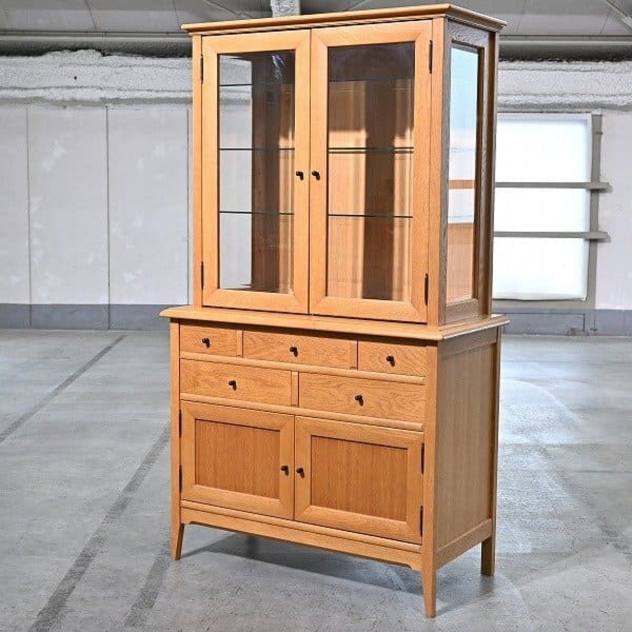 ★旭川家具 市川木工「エピ」食器棚 オーク無垢材 キャビネット カップボード 北欧スタイル ナチュラル 収納 引き出し リビング ダイニング【中古家具/中古インテリア/USED家具ユーズド家具/リサイクル】