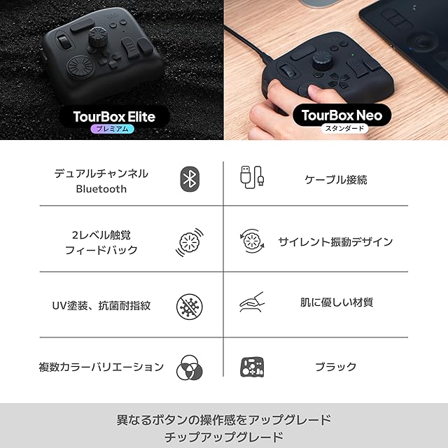 TourBox Elite 左手デバイス 無線 Bluetooth プロ向け 2台同時接続
