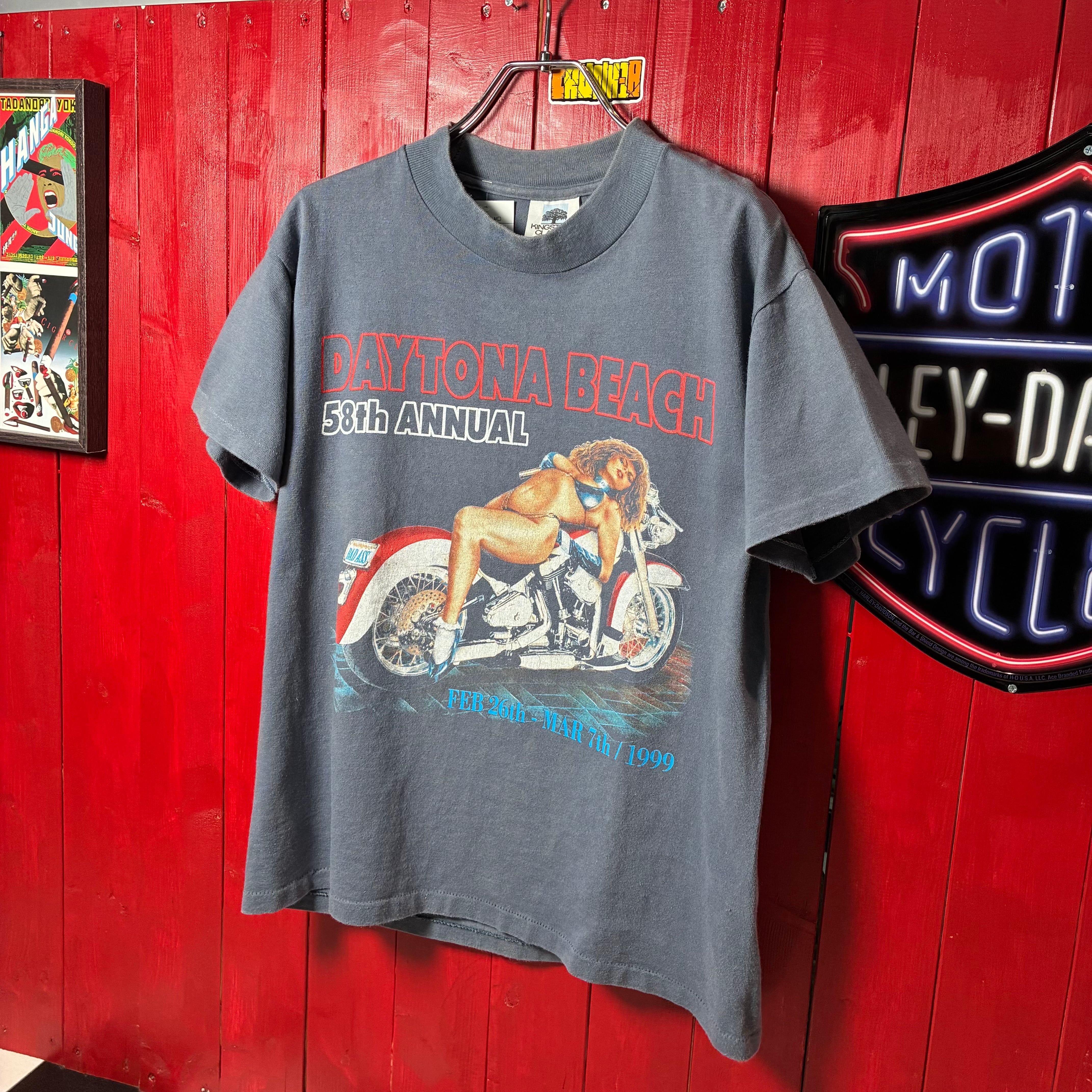 90s USA製 BIKE WEEK ピンナップガール Tシャツ グレー | 古着屋 the moon
