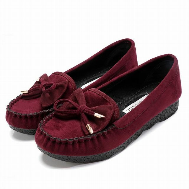 レディース リボンモカシン フラットシューズ ローファー ぺたんこ PURPLE(パープル) / Women's soft bottom spring and autumn flat shoes (DCT-563649786703-pur)