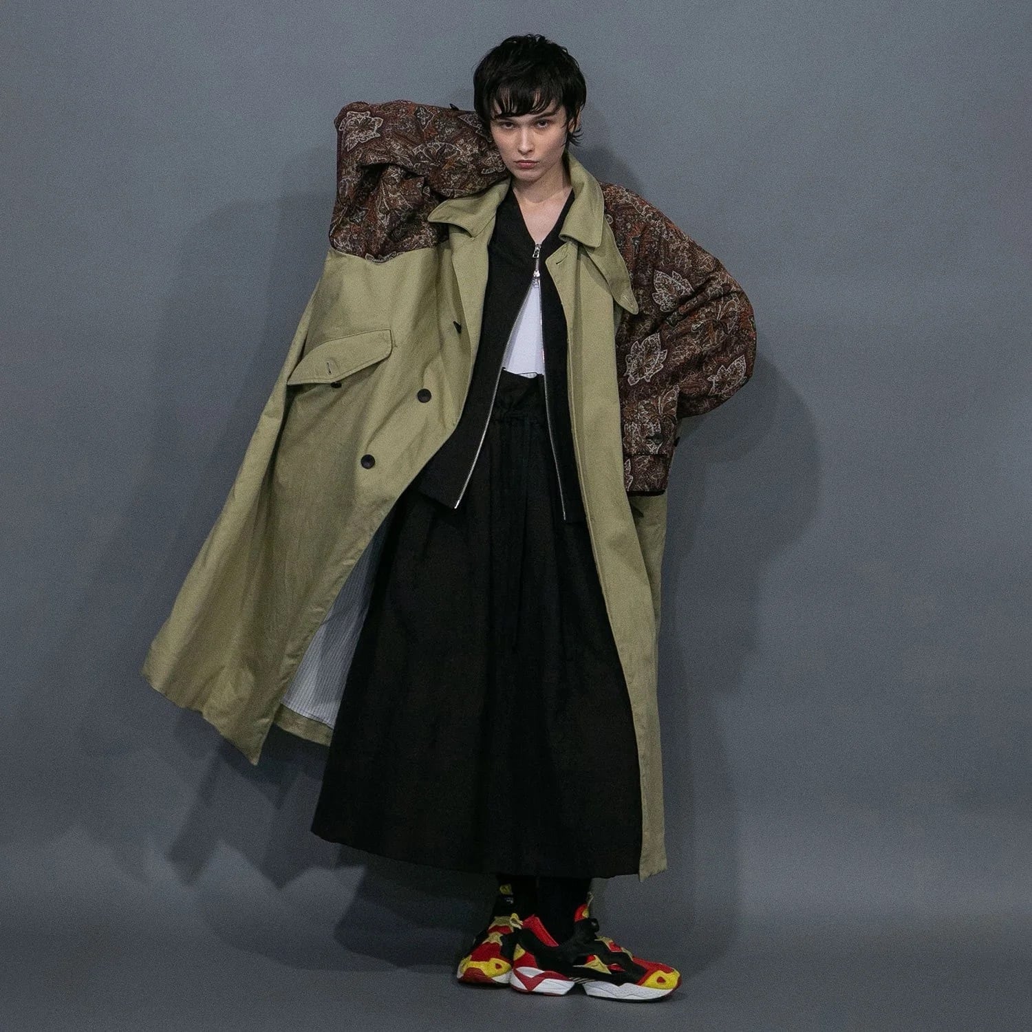my beautiful landlet GOBELIN WEAVING × COTTON LINEN LONG COAT