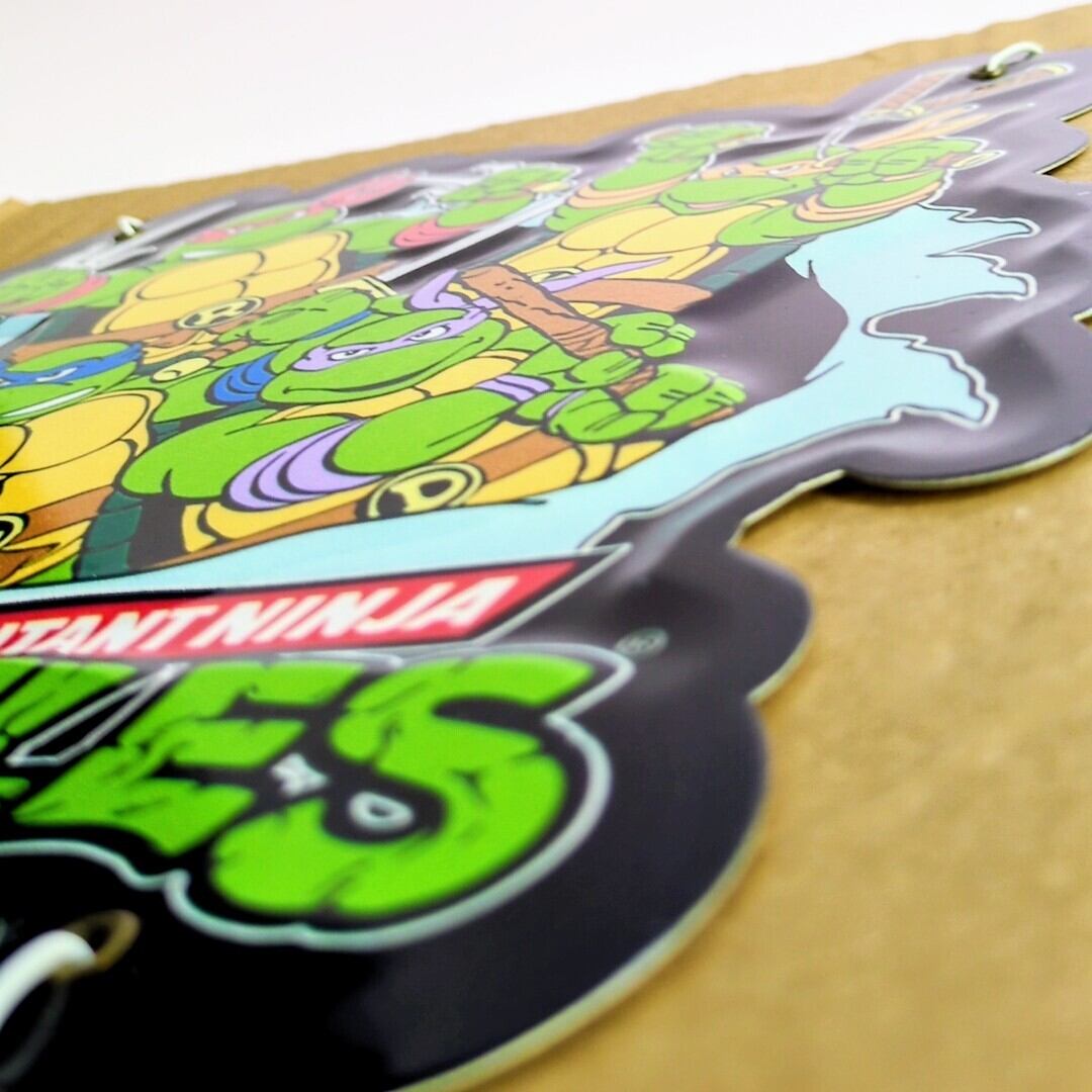 ☆【 Teenage Mutant Ninja Turtles（ ティーンエイジ ミュータント ニンジャ タートルズ ）】 ミニエンボスサイン ブリキ看板 〚アメリカン雑貨 アメトイ〛