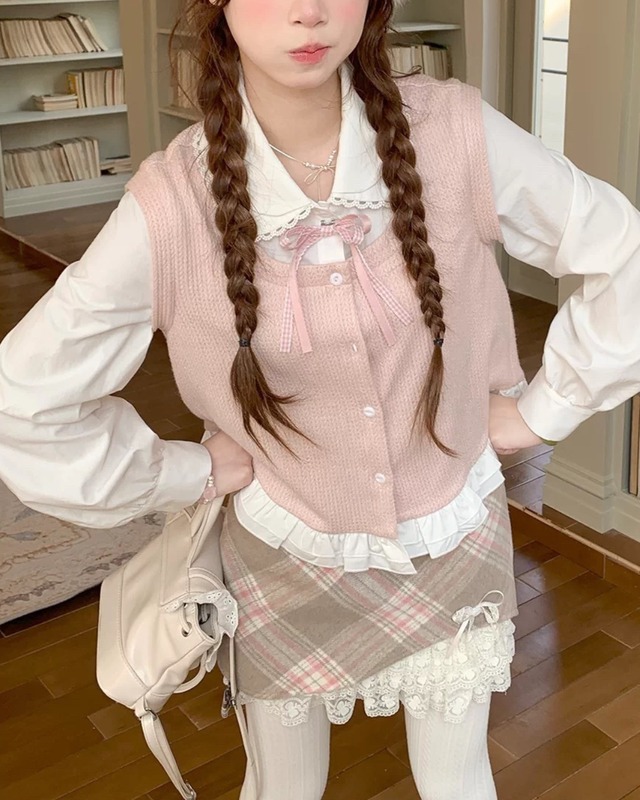 フェイクレイヤードドールブラウス　25W08408